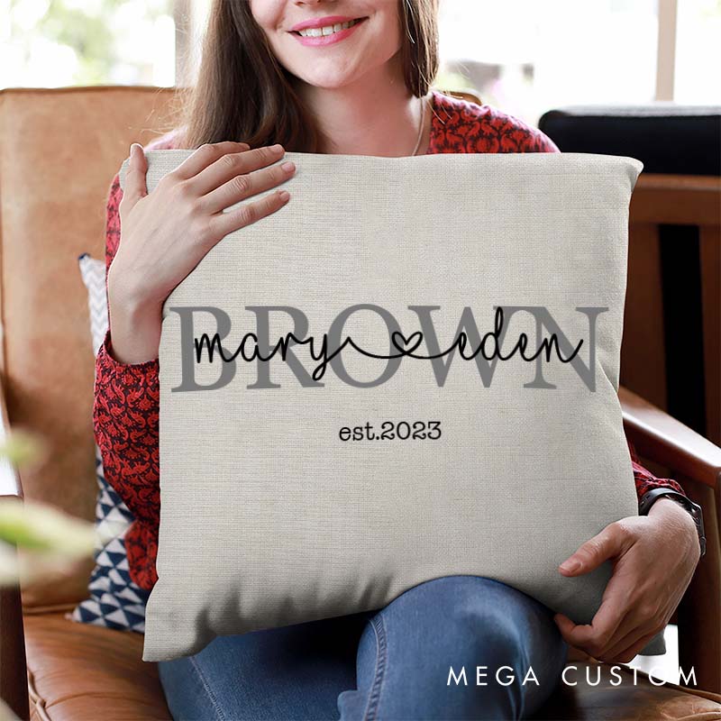 Personalized Couple Anniversary Pillow Couple Last Name Design Pillow with Established Year Husband Wife Wedding Anniversary Pillow for Her Him