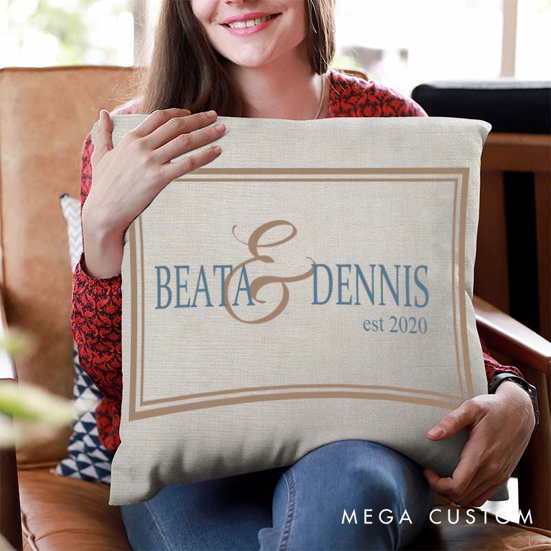 Personalized Couple Anniversary Pillow Custom Elegant Pillow with Couple Name Husband Wife Wedding Anniversary Pillow for Her Him