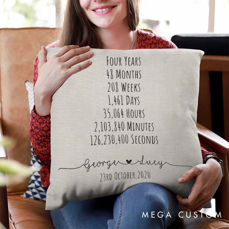 Personalized Couple Anniversary Pillow Couple 4 Years Wedding Milestone Pillow Every Moment Together Pillow for Husband Wife