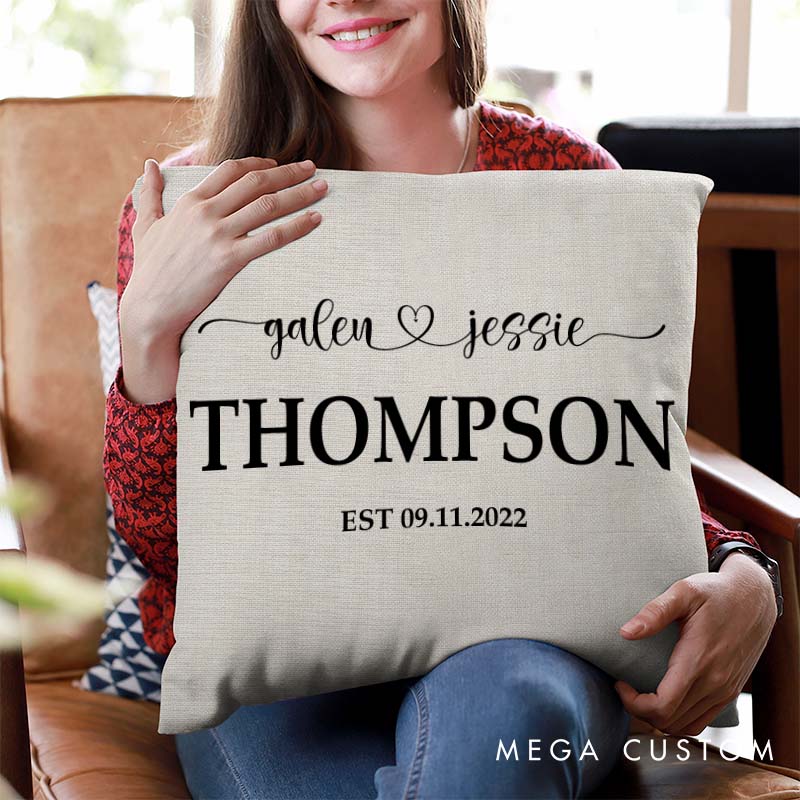 Personalized Couple Wedding Anniversary Pillow Custom Minimalist Pillow with Couple Name and Established Date Husband Wife Anniversary Gift