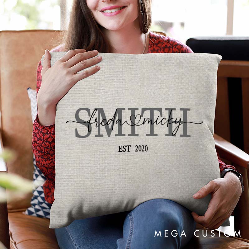 Personalized Couple Anniversary Pillow Husband Wife Wedding Anniversary Pillow Couple Last Name Design Pillow with Wedding Year