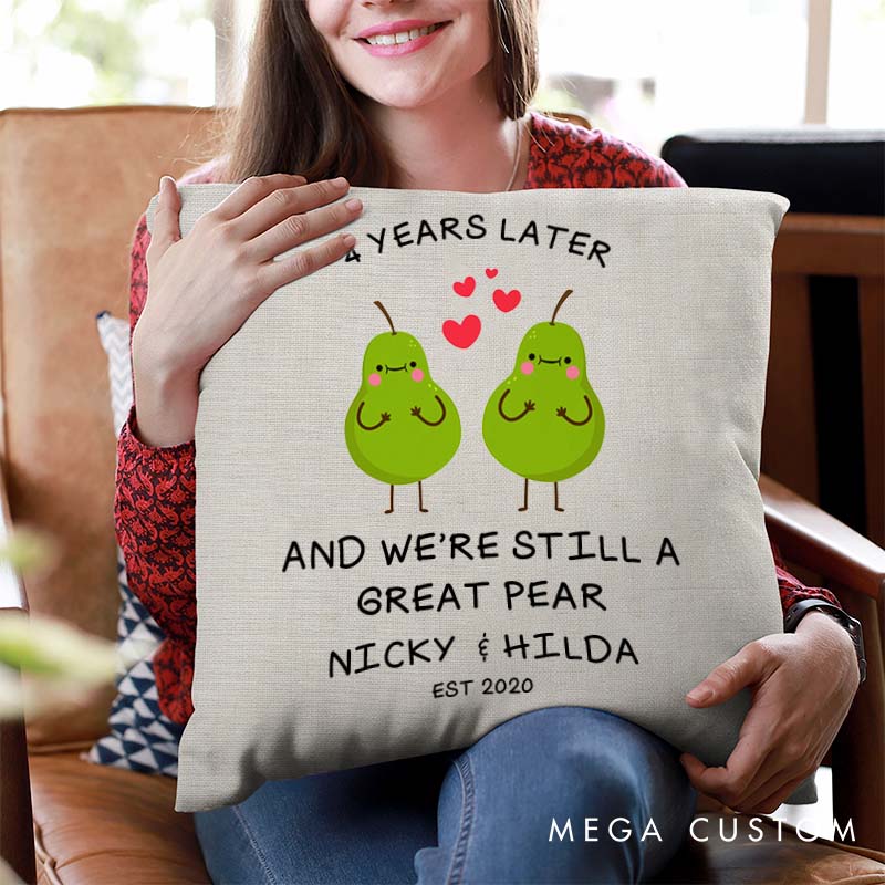 Personalized "Great Pear" Anniversary Pillow Funny Couple Wedding Anniversary Pillow Best Couple Design with Names and Date