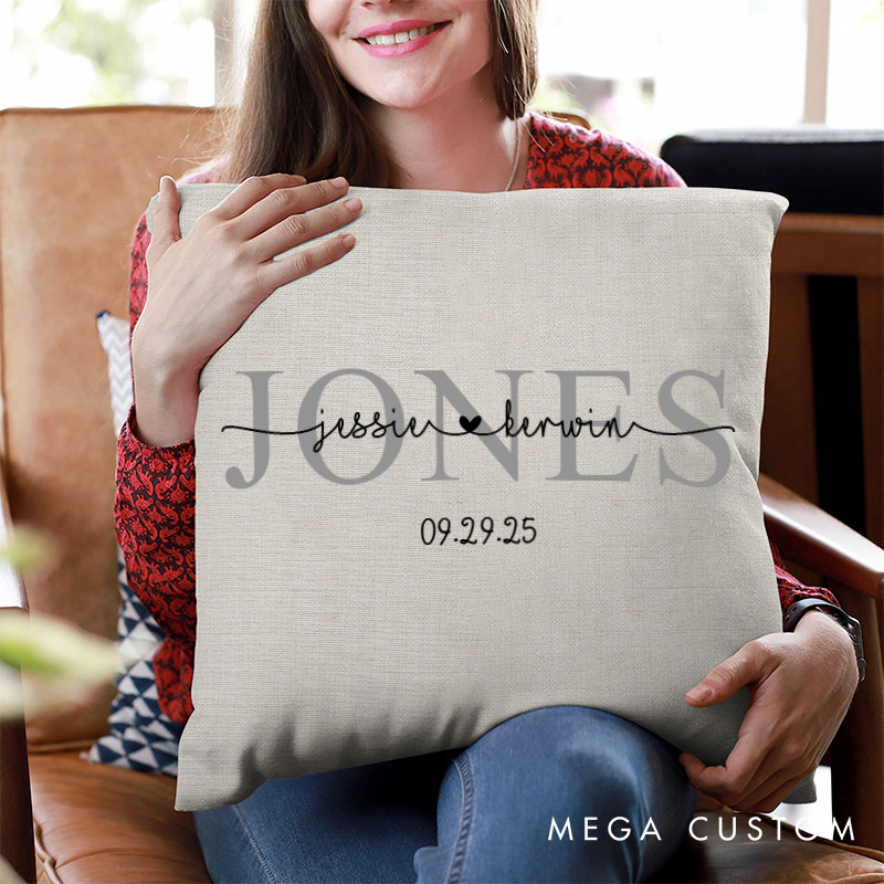 Personalized Couple Mr. and Mrs. Pillow with Initials Custom Couple Name Valentine's Day Pillow with Date Husband Wife Pillow for Him Her Hubby Wifey