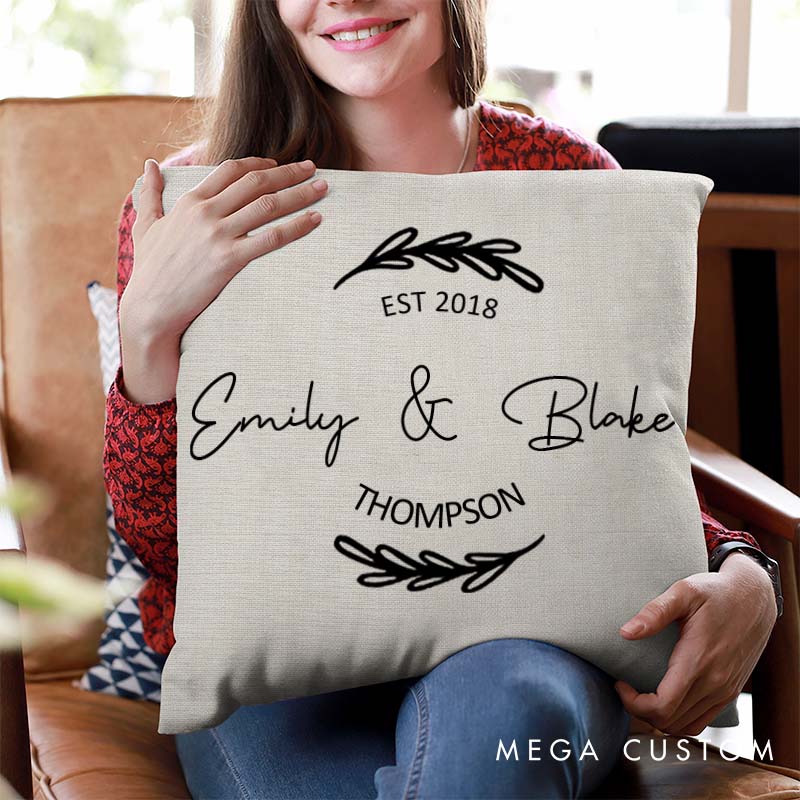 Personalized Couple Anniversary Pillow Husband Wife Wedding Anniversary Gift Pillow Minimalist Pillow with Names and Established Year