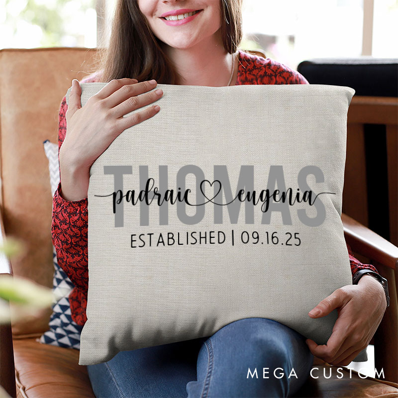 Personalized Couple Stunning Mr. and Mrs. Pillow with Initials Custom Couple Name Valentine's Day Pillow with Heart Husband Wife Pillow for Him Her