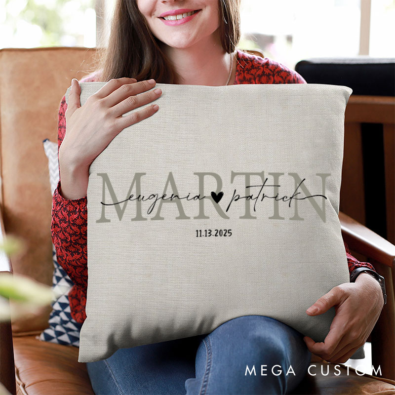 Personalized Couple Mr. and Mrs. Pillow with Heart Custom Couple Name Valentine's Day Pillow Hubby Wifey Gift Husband Wife Pillow for Him Her