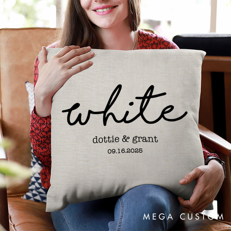 Personalized Stylish Couple Name Pillow Custom Couple Valentine's Day Pillow with Date Mr. and Mrs. Pillow Husband Wife Pillow for Him Her