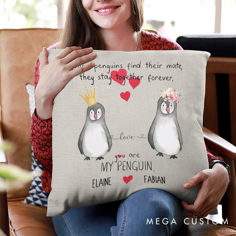 Personalized Couple You are My Penguin Pillow Custom Couple Valentine's Day Pillow with Name Boyfriend Girlfriend Gift Husband Wife Pillow for Him Her