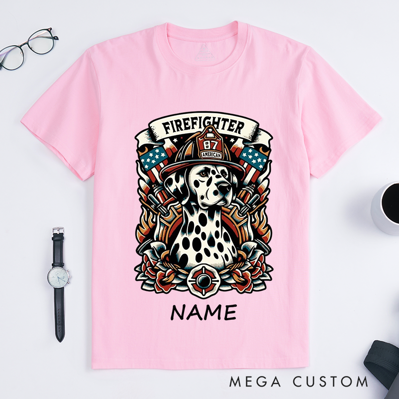 [Copy]Personalized Fireman Firefighter Dalmatian Tribute Design Gift for Firefighter T-Shirt