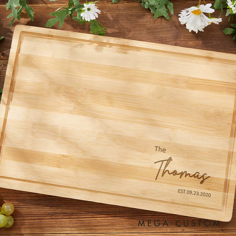 Personalized Couple Anniversary Cutting Board Husband Wife Bamboo Cutting Board with Name and Established Year Couple Wedding Anniversary Gift Board