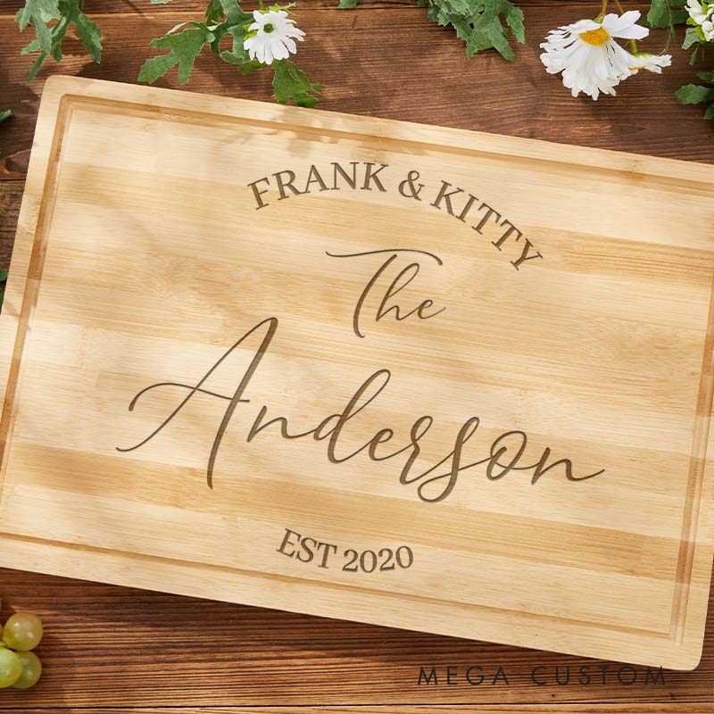 Personalized Husband Wife Anniversary Cutting Board Couple Wedding Anniversary Cutting Board for Him Her Elegant Couple Name Design Cutting Board