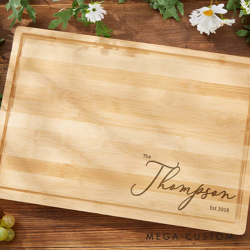 Personalized Couple Cutting Board Husband Wife Wedding Anniversary Cutting Board Minimalist Couple Name Design Bamboo Cutting Board