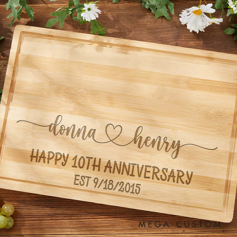 Personalized Couple Wooden Anniversary Bamboo Cutting Board Husband Wife Romantic "Together Forever" Cutting Board 5 Years Anniversary Cutting Board