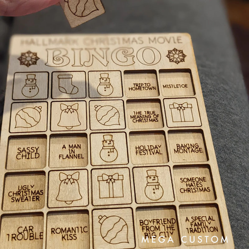 Personalized Christmas Movie Bingo Custom Text Gift for Family Kids Friends for Party