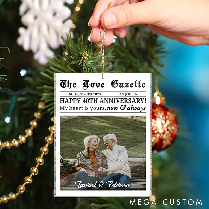 Personalized Couple Anniversary Ornament The Love Gazette Forever Post Design Anniversary Ornament Couple Acrylic 2D Flat Ornament