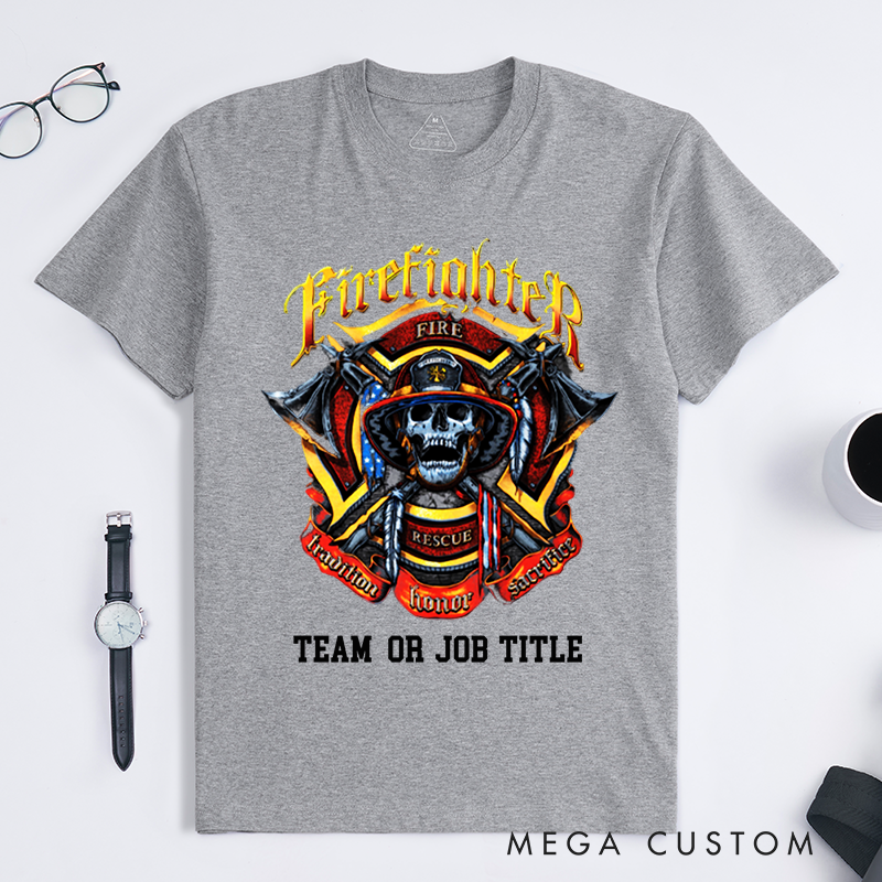 Personalized Fireman T-Shirt Firefighter Skull Tribute Design Gift for Firefighter T-Shirt