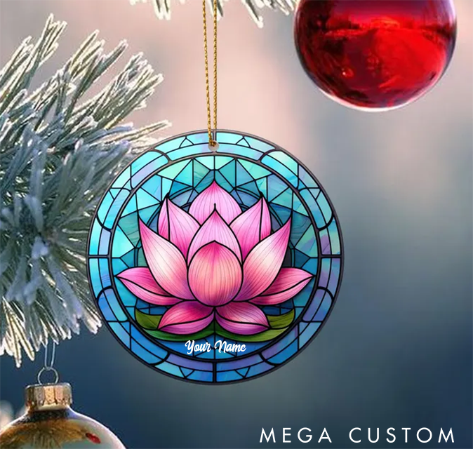 Personalized Yoga Lotus Ornament Seasonal Gift Elegant Christmas Tree Decor for Yoga and Meditation Lover