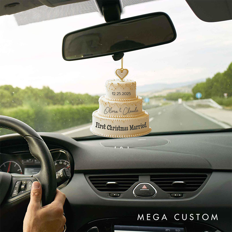 Personalized Couple Wedding Cake First Christmas Married Acrylic Christmas Ornament Newlywed Cut Out Xmas Ornaments Christmas Gift for Husband Wife