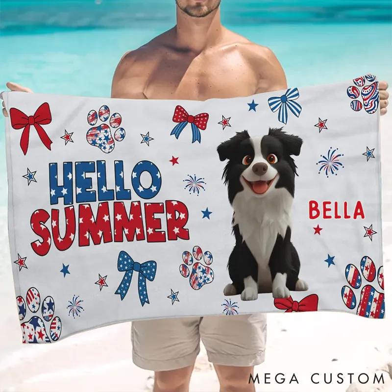 Personalized Dog Lover Just a Girl Loves Her Dog Cartoon Beach Towel