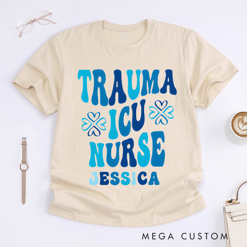 Personalized Nurse T-Shirts Trauma ICU Nurse Fashion Design T-Shirts