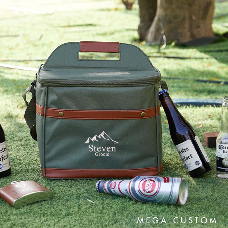 Personalized Groomsman Can Cooler Bag Embroidered Groom Bachelor Party Favors Bag Men's Beer Cooler Bag for Wedding Party