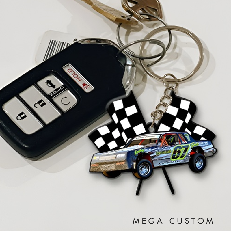 Personalized Racer Christmas Ornament with Street Stock Car Dirt Track Racing Design Gift for Racers and Racing Lovers