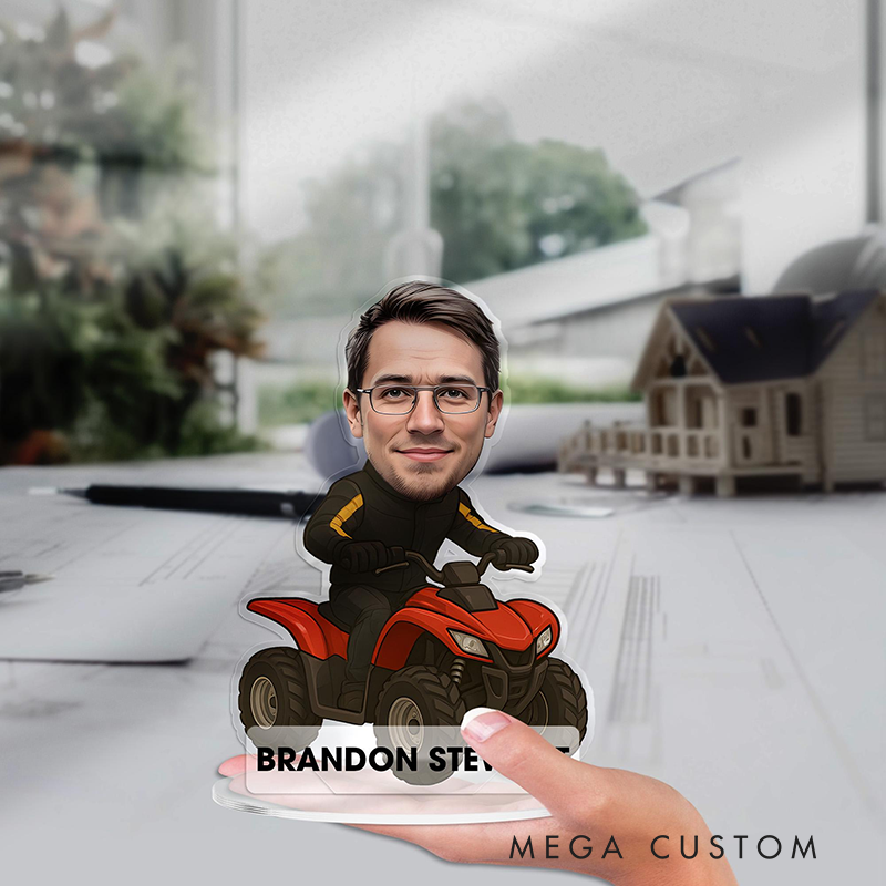 Personalized ATV Racing Portrait Desk Name Plate Acrylic Plaque Table Decor Gifts