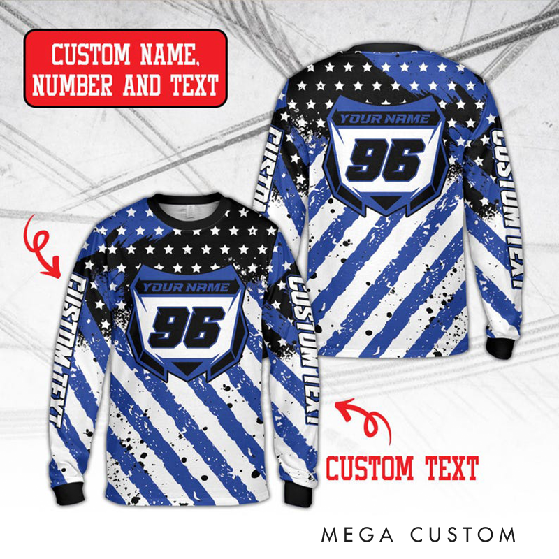 Personalized Dirt Bike Long Sleeve Shirt Custom Name Motocross BMX Shirt Gift for Motocross Riders