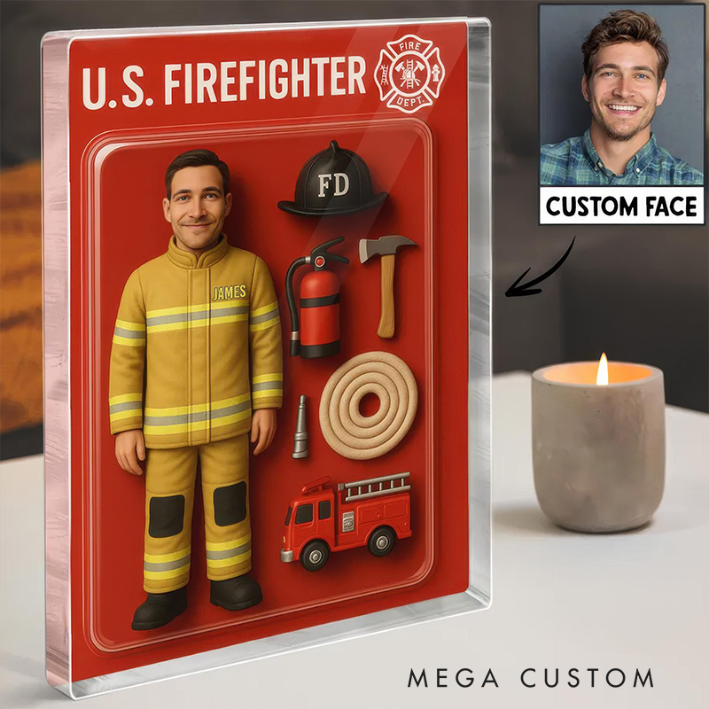 Personalized Firefighter Acrylic Block Plaque Custom Photo Perfect Memorial Holiday Gift