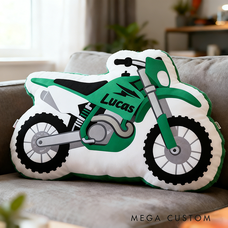 Personalized Motorcycle Pillow Custom Name 3D Graphic Print Cushion Gift for Bikers and Motorcycle Fans