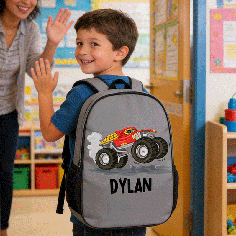Personalized Monster Truck Backpack with Custom Name Unique Backpack for Kids