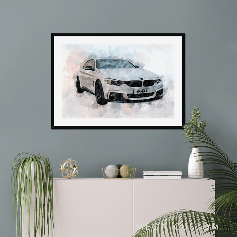 Personalized Sports Car Watercolor Portrait Custom Racing Car Artwork from Photo Unique Driver Gift Modern Auto Art Print for Car Lovers
