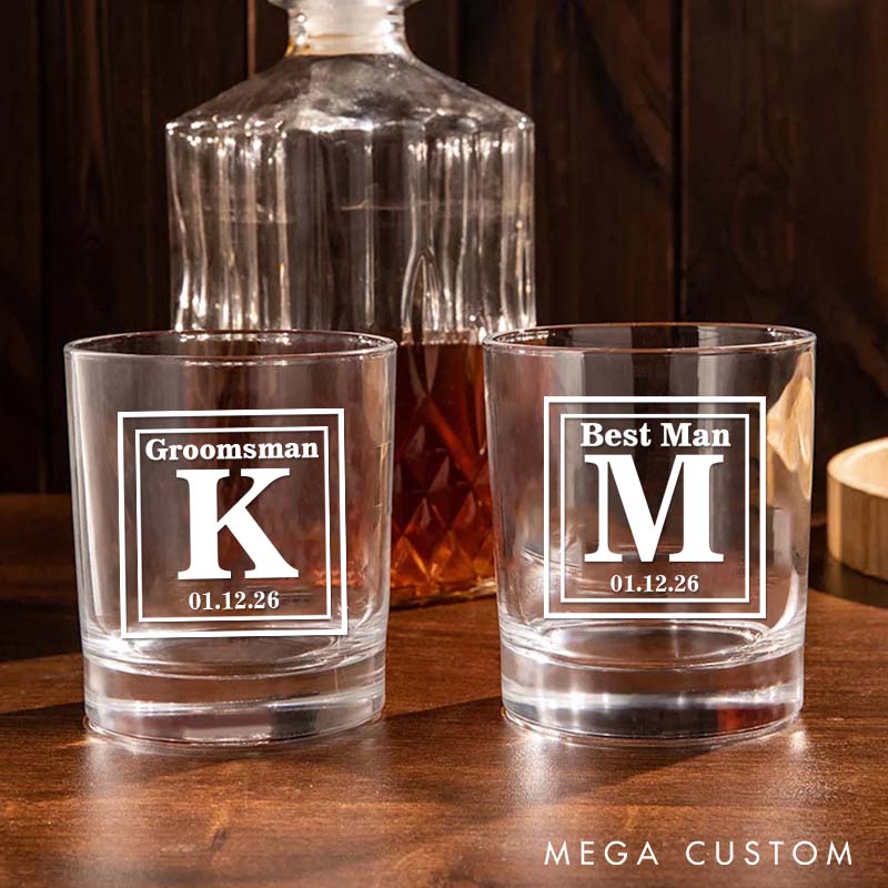 Personalized Monogrammed Men's Whiskey Glasses Groomsman Glasses Cup Bachelor Party Whiskey Glasses Best Man Gift Groom Gift