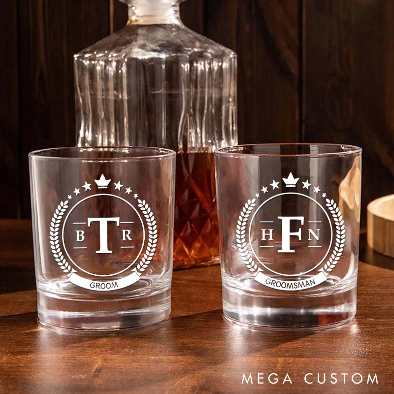 Personalized Groom Gift Whiskey Glasses Groomsman Proposal Gift Whiskey Glasses Bachelor Party Glasses Cup Men’s Wedding Favors Whiskey Glasses