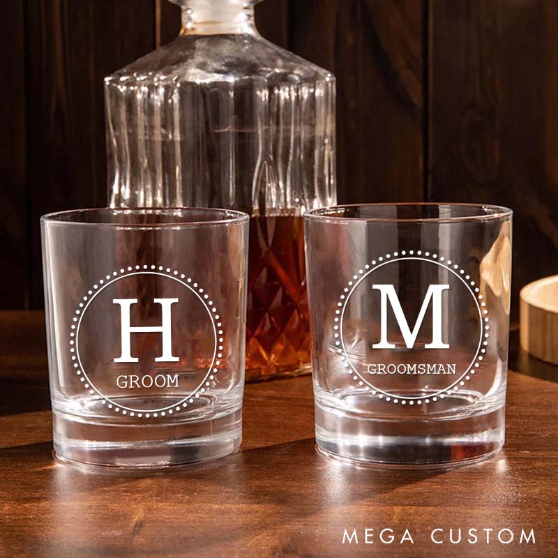Personalized Groom Groomsmen Whiskey Glasses Minimalist Groomsman Whiskey Glasses Best Man Proposal Gift Glasses Cup Men’s Bachelor Favors Whiskey Glasses