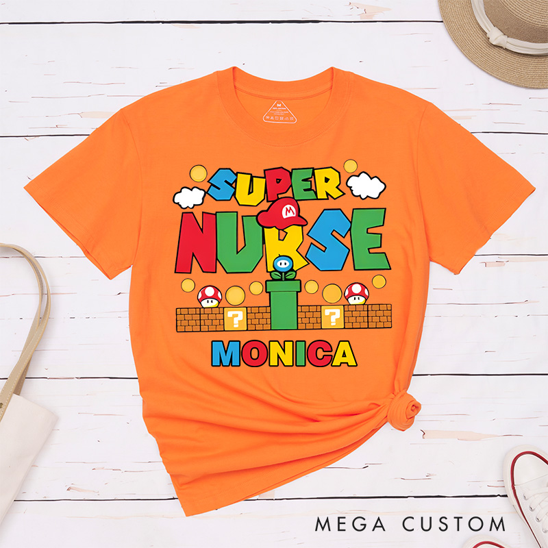 Personalized Nurse T-Shirts Super Nurse Hero of Care Fashion Design T-Shirts
