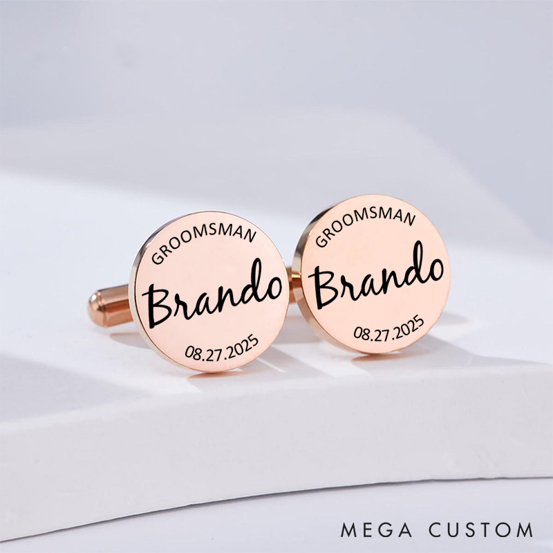 Personalized Groom Groomsman Cufflinks Custom Engraved Best Man Gift Cufflinks Wedding Favors Silver Cufflink for Men Groomsman Proposal Gift