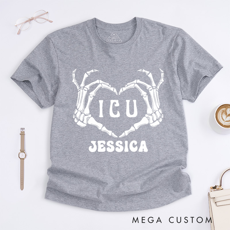 Personalized Nurse T-Shirts ICU Love Fashion Design T-Shirts