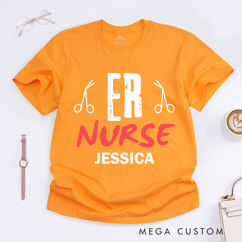 Personalized Nurse T-Shirts ER Nurse Bold Fashion Design T-Shirts
