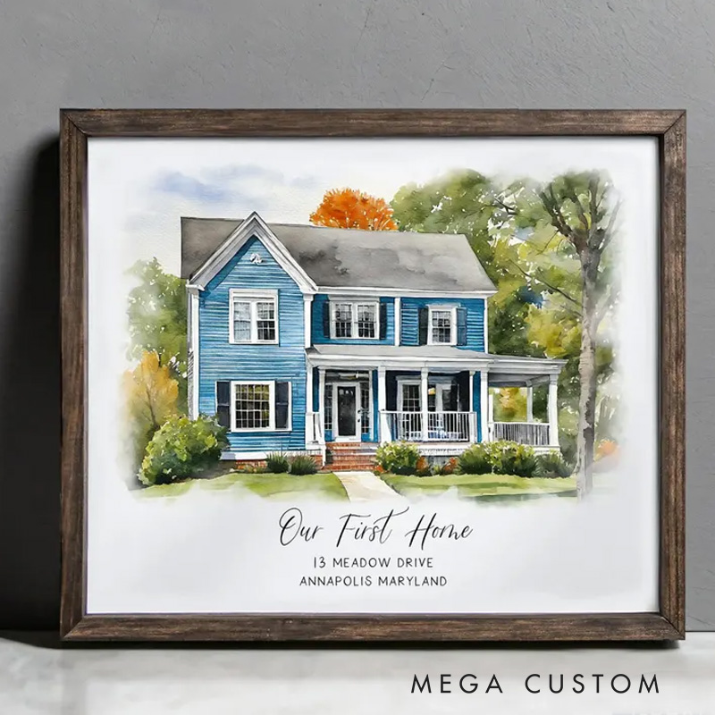 Personalized Home Portrait House Painting Housewarming Gift Our First Home Sign Home Sweet Home Sign Watercolor Home House Portrait Realtor Gift