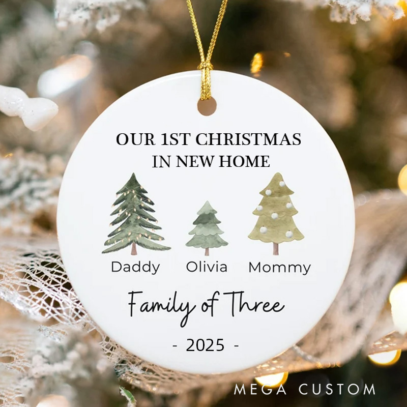 Personalized Family of Three Christmas Ornament Family Ornament Personalized First Christmas Ornament New Home Gift