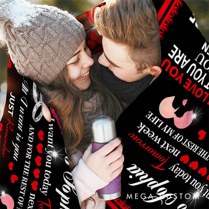 Personalized Couple You Are My Life Blanket with Name Couple Roses Love Letter Blanket Valentine's Day Gift for Husband Wife Hubby Wifey Home Decor