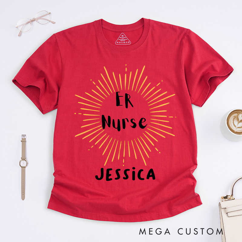 Personalized Nurse T-Shirts Radiant ER Nurse Fashion Design T-Shirts