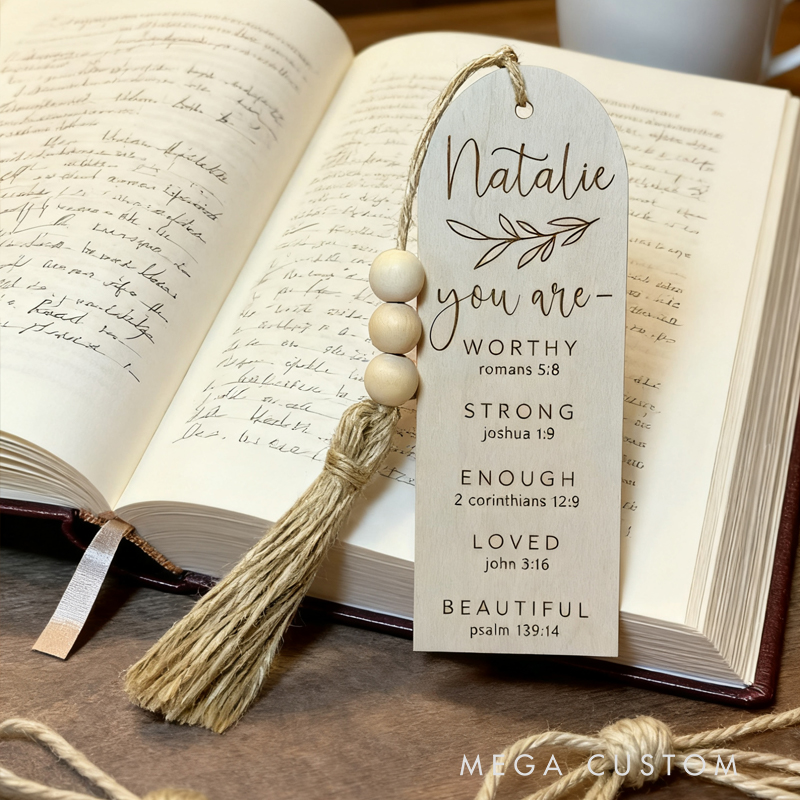 Personalized Bible Verse Bookmarks with Name and Beaded Tassels Birthday Religious Baptism Gift for Family 