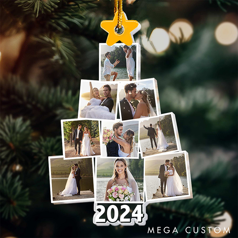 Personalized Couple Christmas Tree Photo Ornament Custom Couple Anniversary Gift Ornament Couple Christmas Acrylic Ornament for Wife Husband Ornament