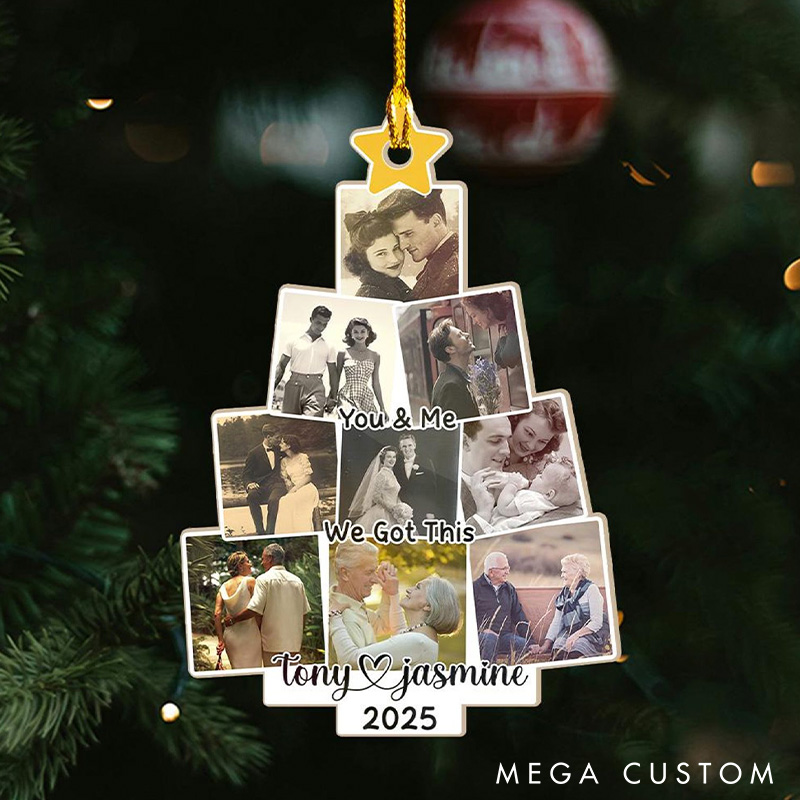 Personalized You and Me Photo Christmas Tree Ornament Custom Couple 2025 Xmas Ornament Acrylic Husband Wife Memory Ornament