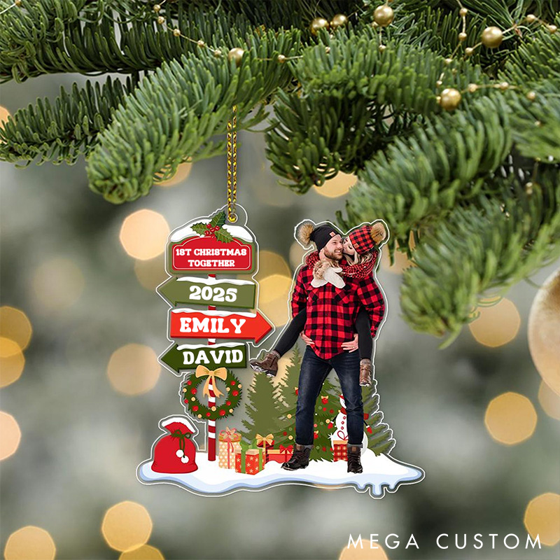 Personalized 1st Christmas Together Ornament Custom Couple Anniversary Ornament Acrylic Holiday Ornament for Husband Wife Couple Christmas Gift