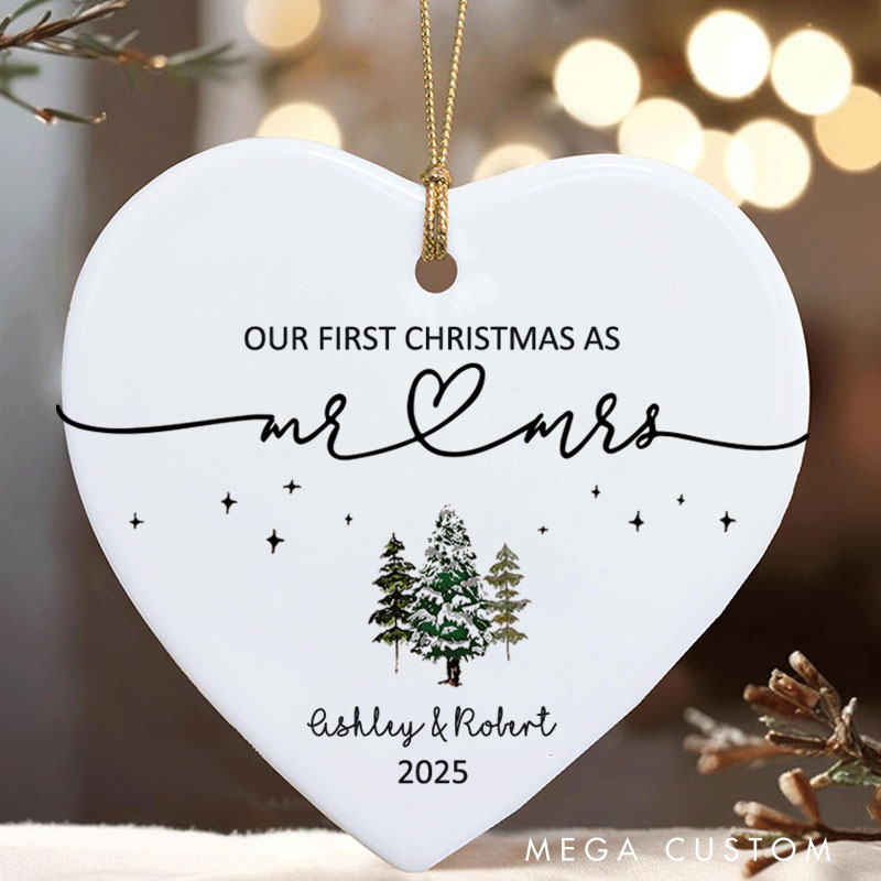 Personalized Our First Christmas as Mr. and Mrs. Ornament 2025 Newlywed Ornament Couple Christmas Ornament with Name Husband Wife Xmas Decor