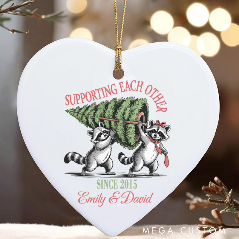 Personalized Supporting Each Other Raccoon Ornament Couple Christmas Ornament Anniversary Gift Ornament for Husband Wife