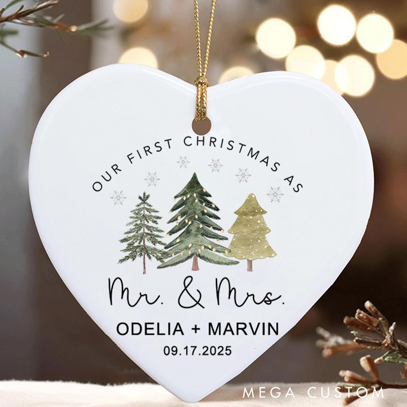 Personalized Our First Christmas as Mr. and Mrs. Ornament 2025 Newlywed Christmas Ornament Husband Wife Xmas Decor Gift Couple Anniversary Gift